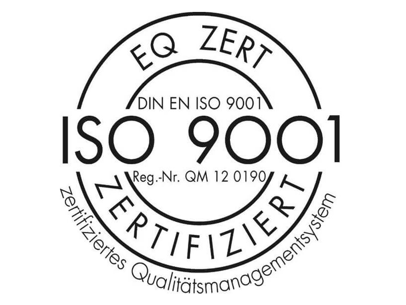 Das Bild zeigt das DIN ISO 9001 Siegel